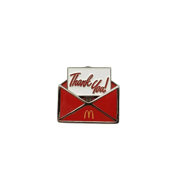 McDonalds Service Employee Lapel Hat Pin Silver Finish Thank You Letter 2010 VTG - Picture 1 of 4